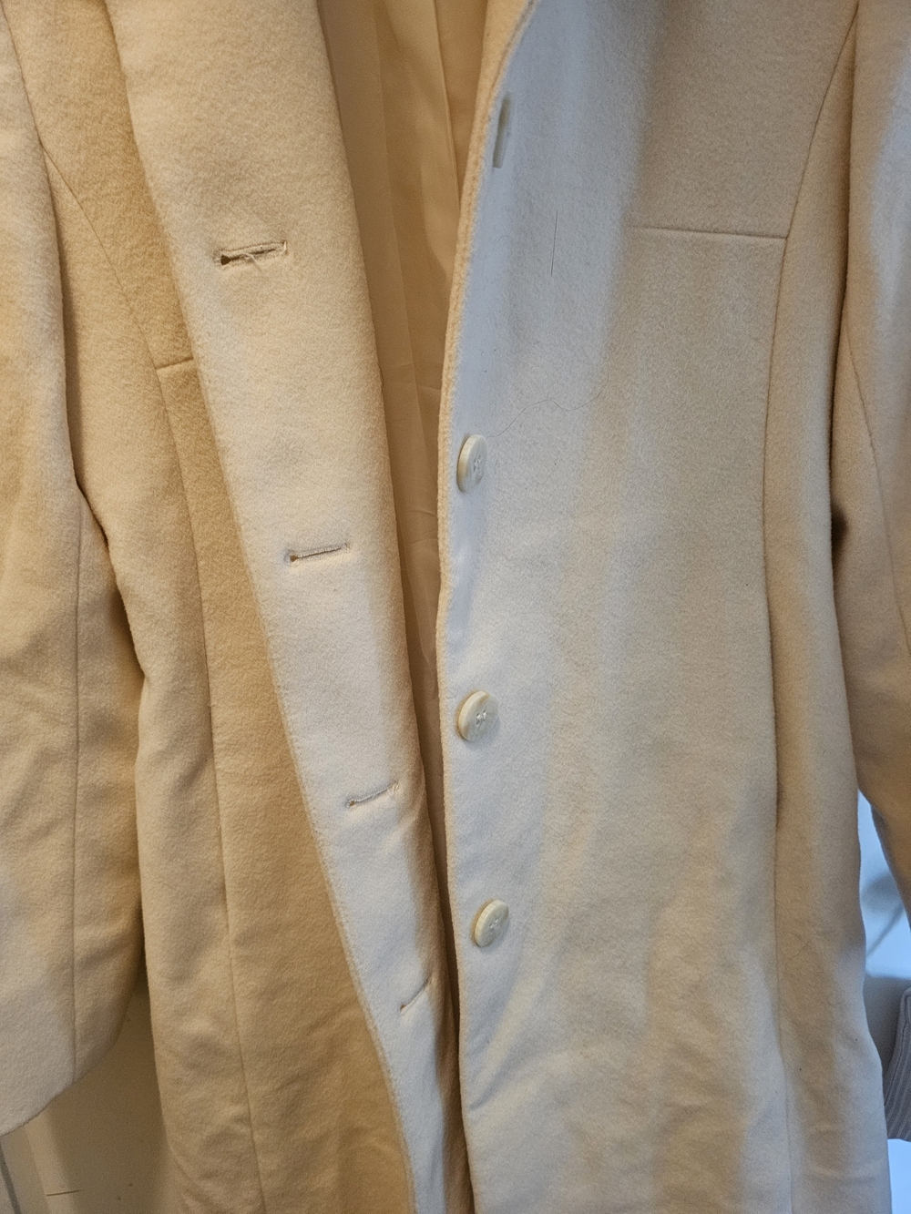Jones New York Cream Wool-Blend Pea Coat with Button Front